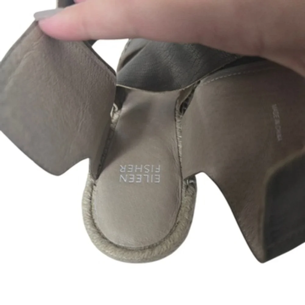 Eileen Fisher Shoes Womens Size‎ 9.5 Espadrille Wedge Sandals Leather Comfort